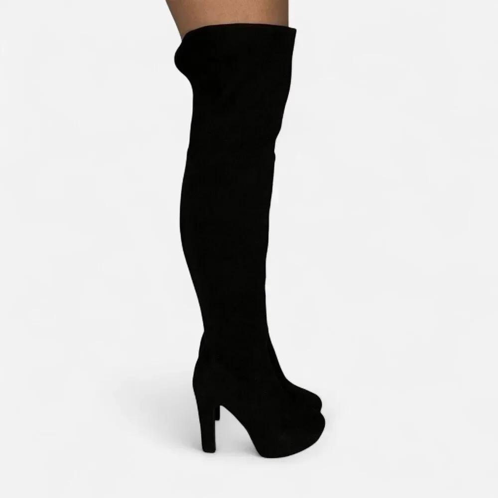 Suede-Style Platform Over the Knee‎ Boots